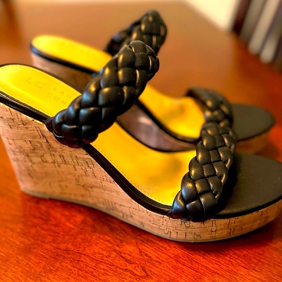 LC Lauren Conrad Shoes - NWOT LC Lauren Conrad - Black Chunky Braided Wedge Heels